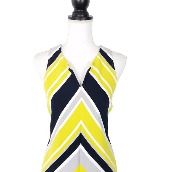 Banana Republic X Milly Lime Navy Chevron Stripe Sleeveless Dress Size 8 - Picture 4 of 7